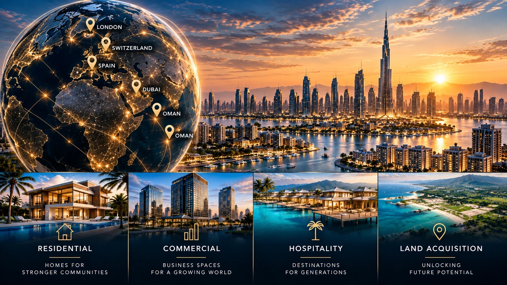 Global real estate across London, Switzerland, Spain, Dubai and Oman